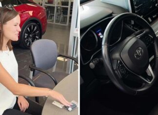 Жінка купує нову Toyota в автосалоні. Потім її хлопець каже, що вона повинна повернути її